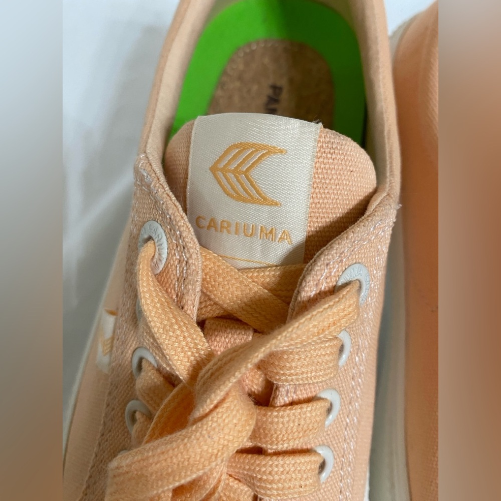 Cariuma Peach Canvas PANTONE OCA LOW VEGAN SNEAKERS, Peach/Wht Unisex: M8 W9.5 - Picture 8 of 14